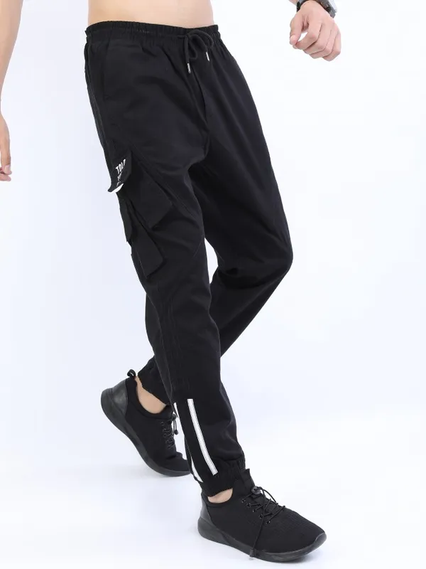  Ketch Men Black Regular Fit Solid Casual Trousers
