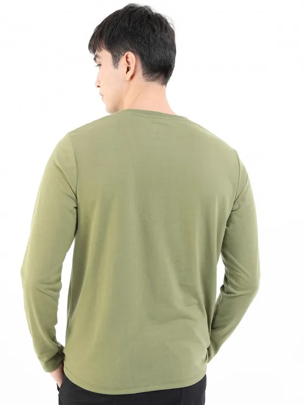  Highlander Men Olive Printed Round Neck T-Shirts