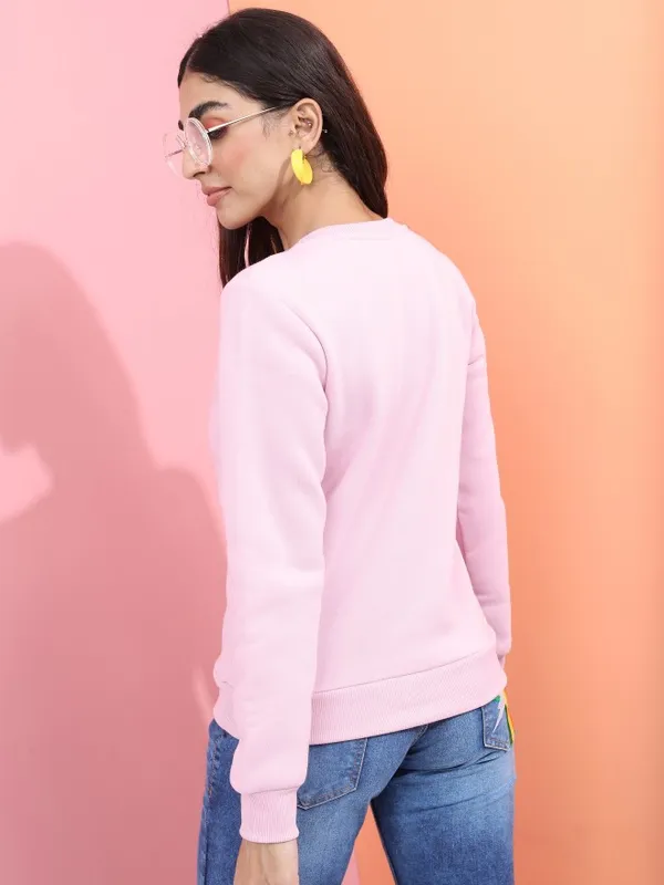  Tokyo Talkies Women Purple Solid Pullover Round Neck Sweatshirts