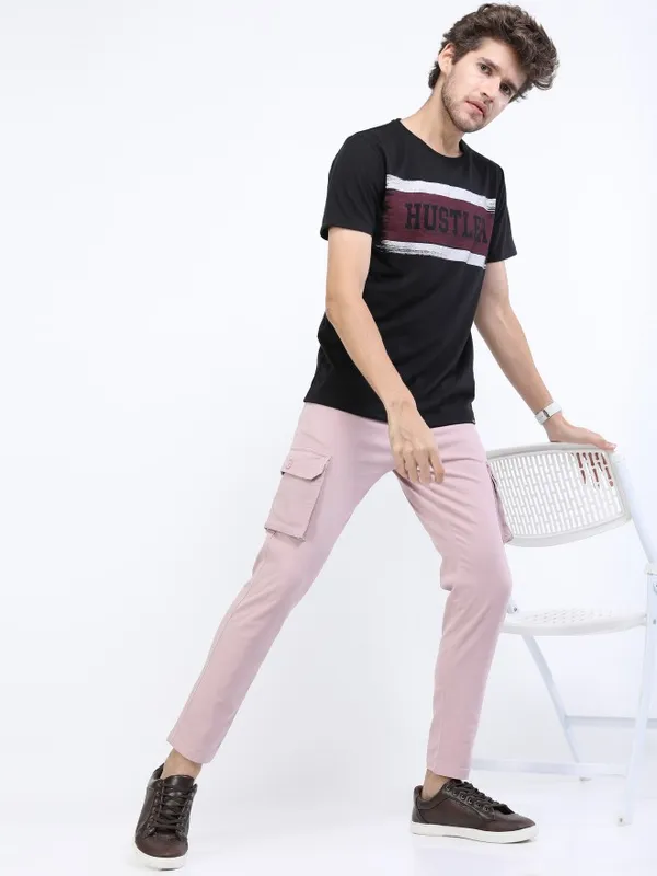  Ketch Men Black Printed Round Neck T-Shirts