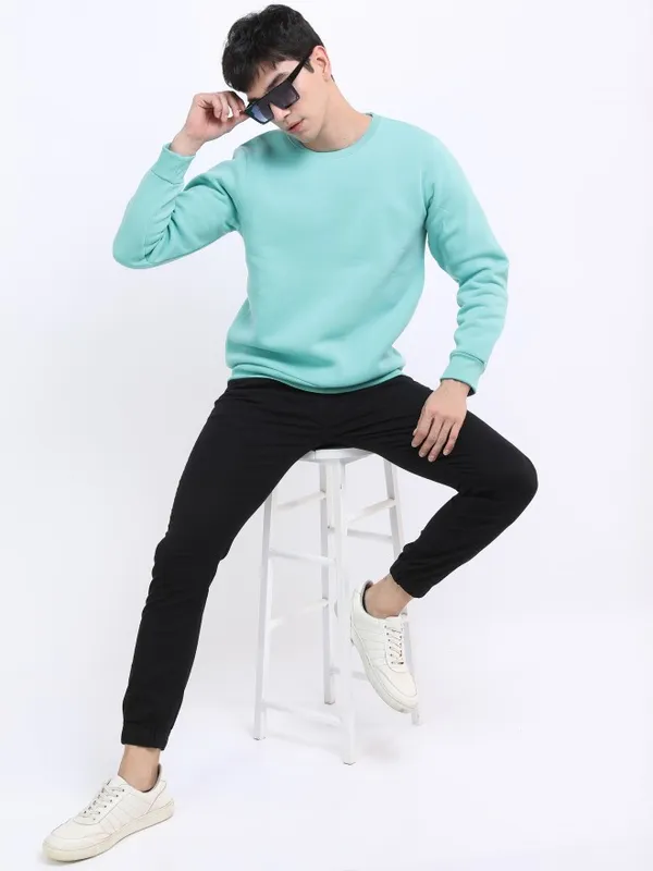  Ketch Men Blue Round Neck Pullover Sweatshirts