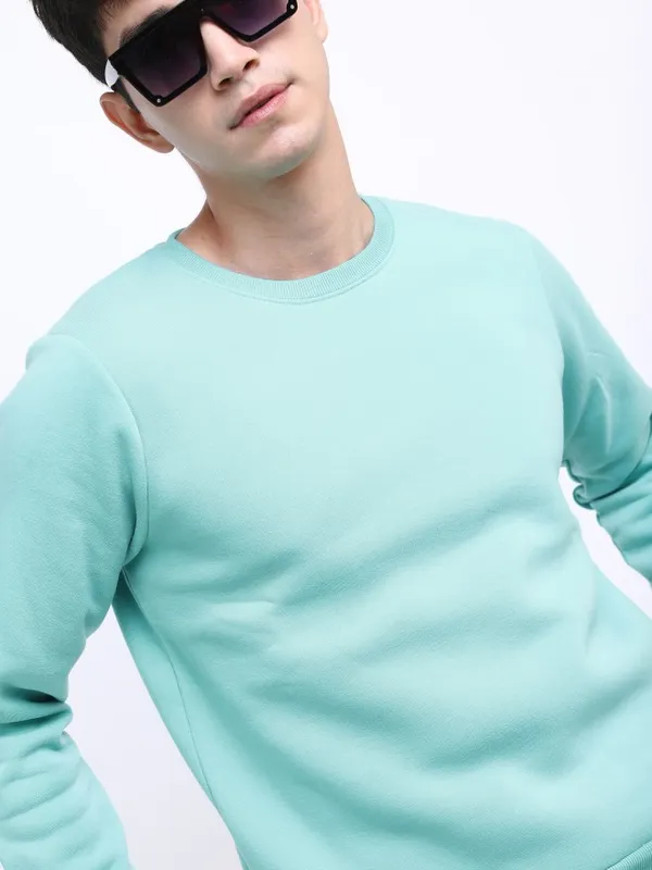 Ketch Men Blue Round Neck Pullover Sweatshirts