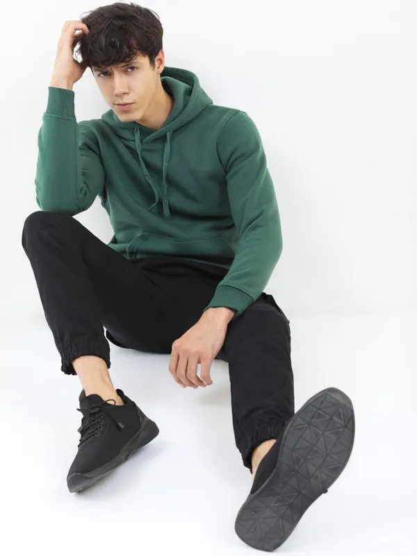  Ketch Men Green Hood Pullover Sweatshirts