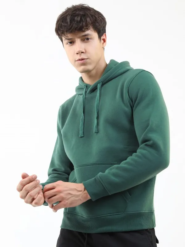  Ketch Men Green Hood Pullover Sweatshirts