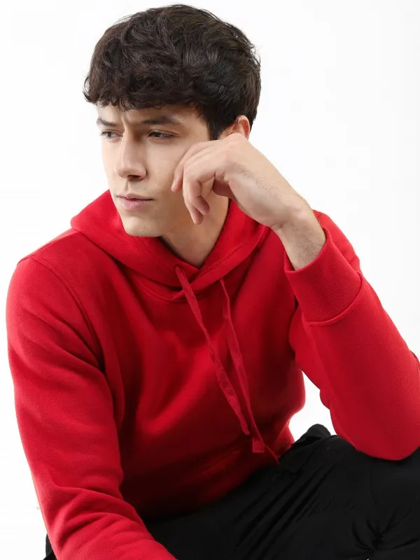  Ketch Men Red Hood Pullover Sweatshirts