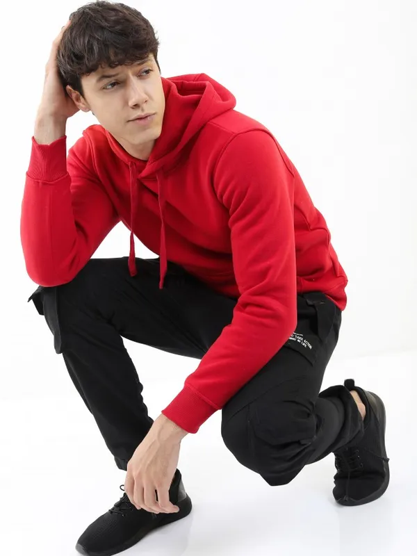  Ketch Men Red Hood Pullover Sweatshirts