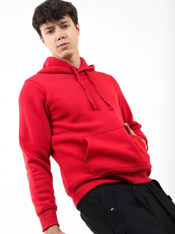  Ketch Men Red Hood Pullover Sweatshirts