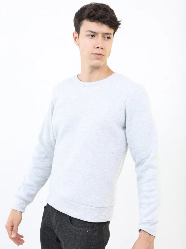  Ketch Men Grey Round Neck Pullover Sweatshirts