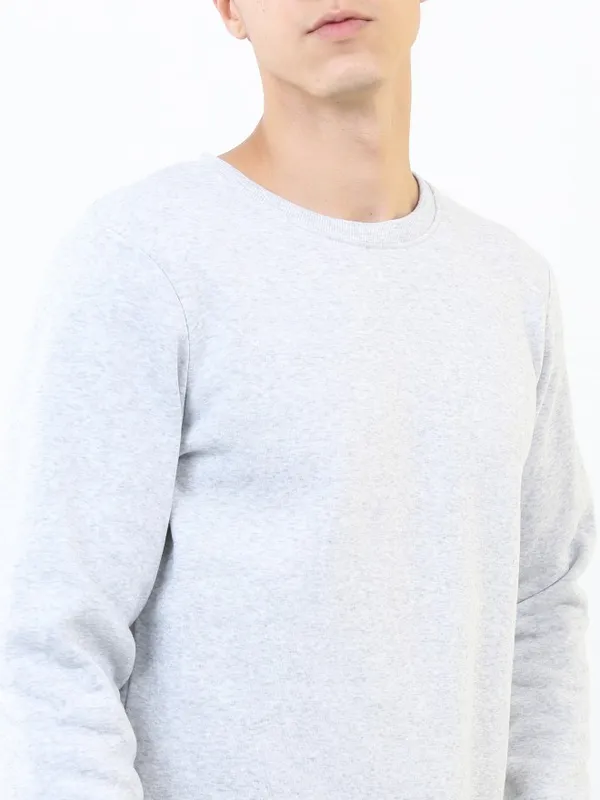  Ketch Men Grey Round Neck Pullover Sweatshirts