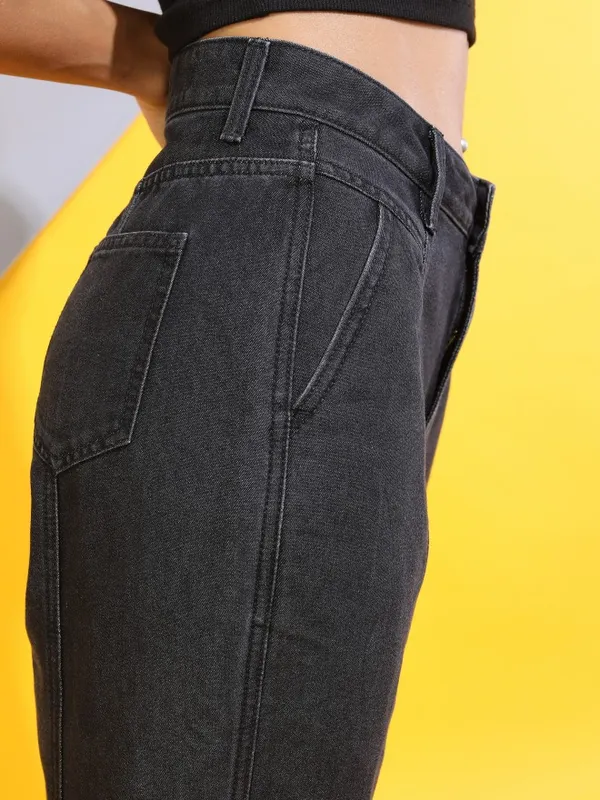  Tokyo Talkies Women Black Tapered Fit Clean Look Jeans