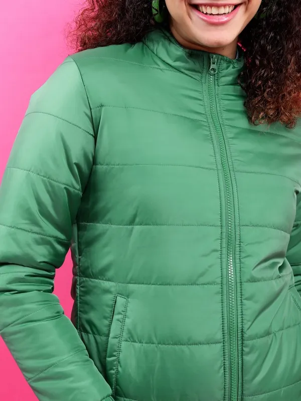  Tokyo Talkies Women Green Puffer Jacket Jackets