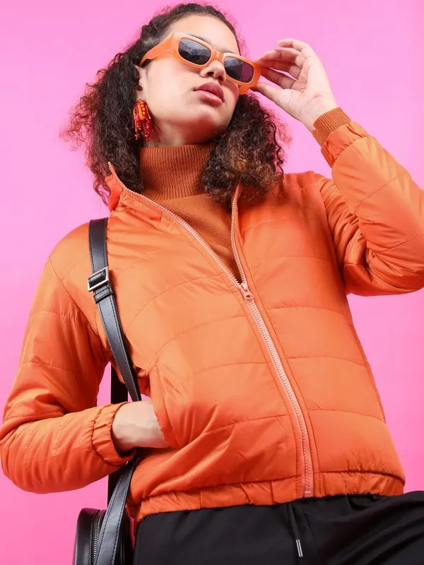  Tokyo Talkies Women Terracotta Puffer Jacket Jackets