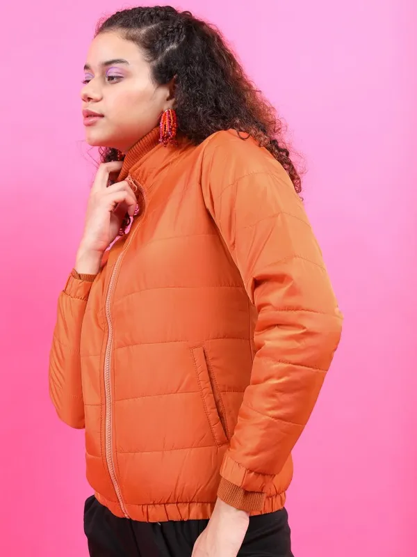 Tokyo Talkies Women Terracotta Puffer Jacket Jackets