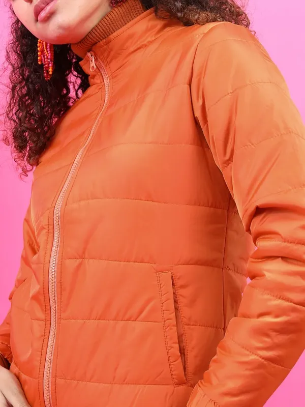  Tokyo Talkies Women Terracotta Puffer Jacket Jackets