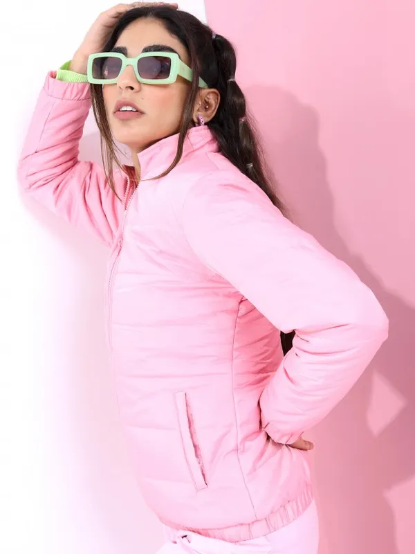  Tokyo Talkies Women Pink Puffer Jacket Jackets