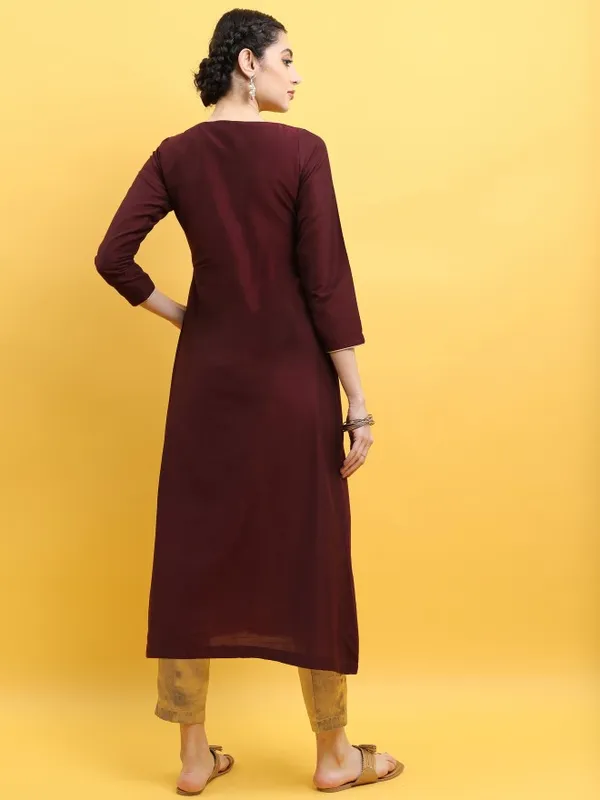  Vishudh Women Burgundy Solid A-Line Kurtas