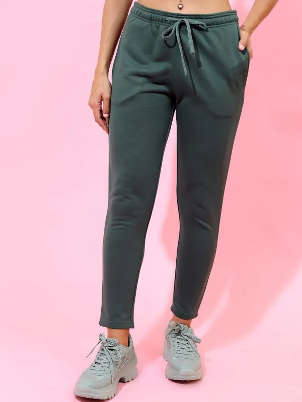 Tokyo Talkies Women Green Regular Fit Track Pants