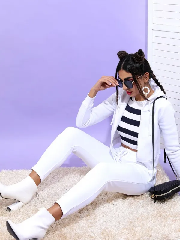  Tokyo Talkies Women White Slim Fit Track Pants