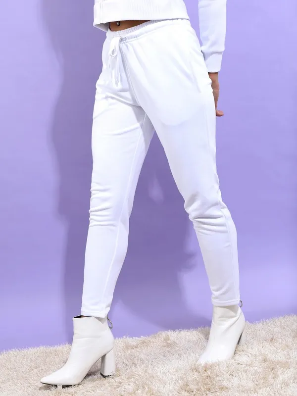  Tokyo Talkies Women White Slim Fit Track Pants