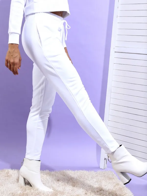  Tokyo Talkies Women White Slim Fit Track Pants