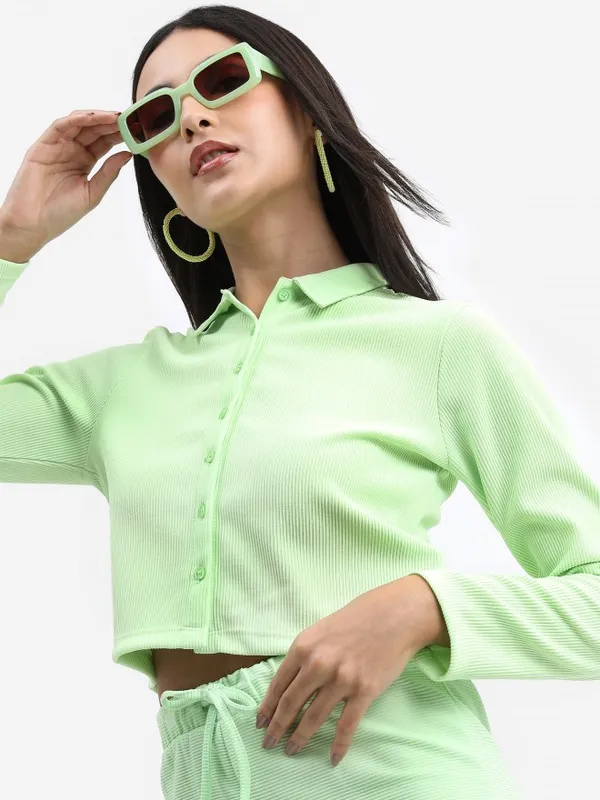 Solid Shirt Style Top