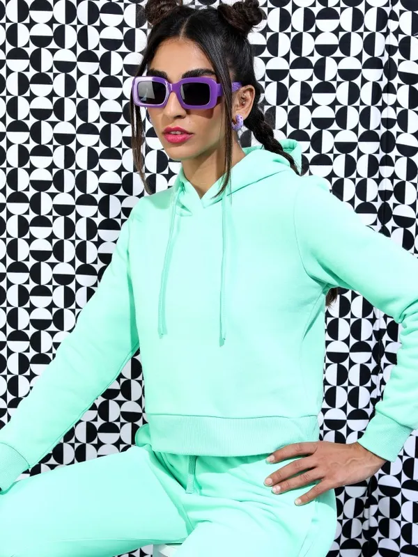  Ketch Women Green Hood Sweatshirts