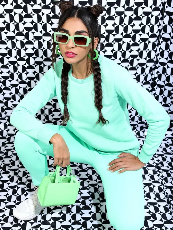  Ketch Women Green Round Neck Sweatshirts