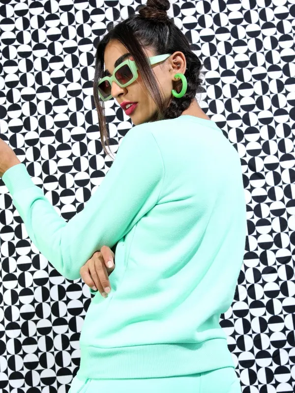  Ketch Women Green Round Neck Sweatshirts