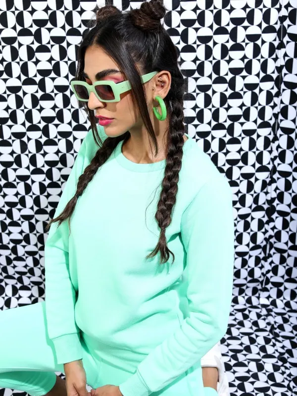  Ketch Women Green Round Neck Sweatshirts