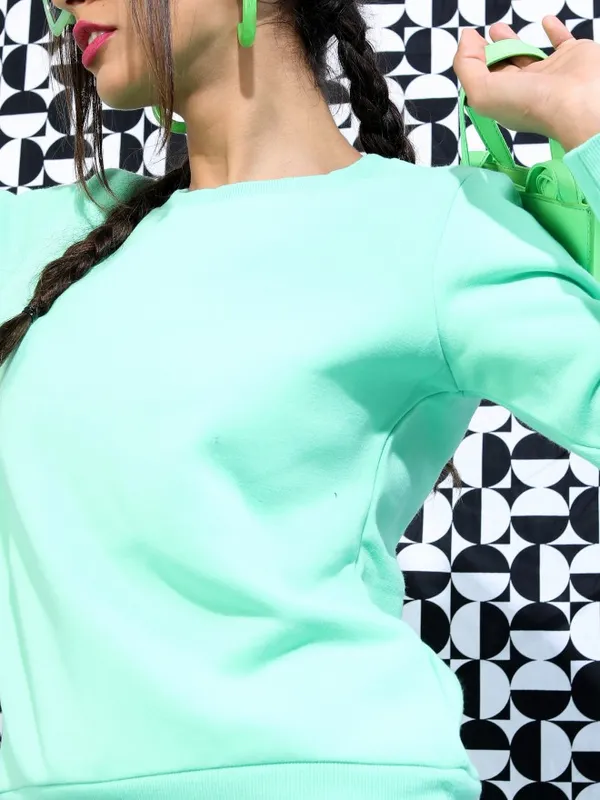  Ketch Women Green Round Neck Sweatshirts