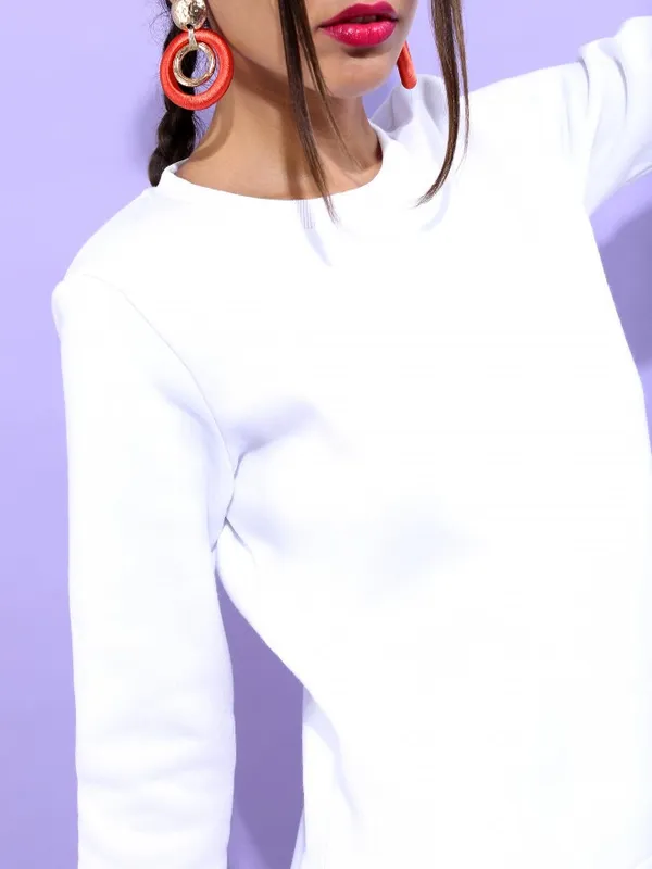  Ketch Women White Round Neck Sweatshirts