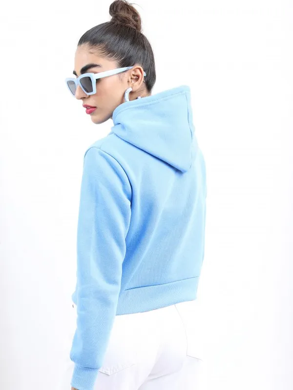  Ketch Women Blue Solid Pullover Hood Sweatshirts