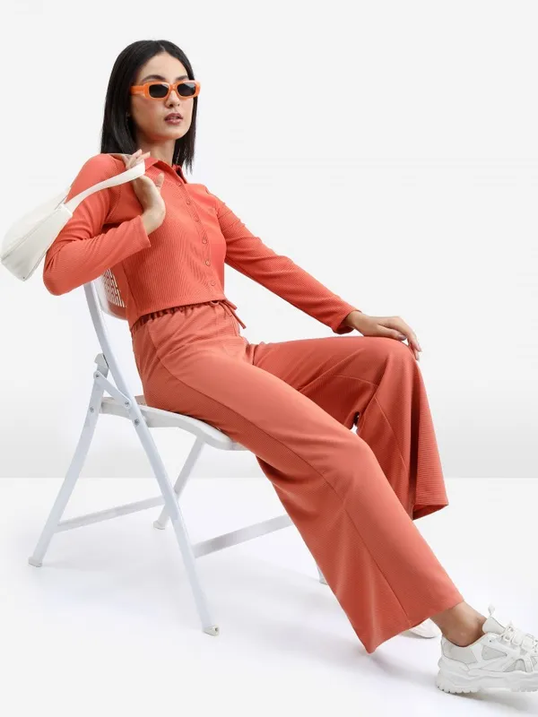 Solid Flared Fit Trousers