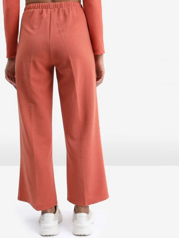 Solid Flared Fit Trousers