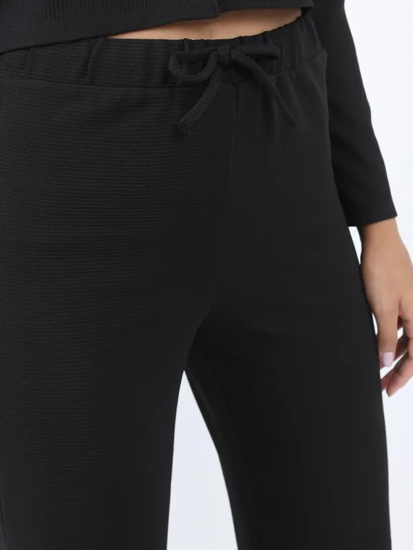  Tokyo Talkies Women Black Solid Regular Fit Casual Trousers