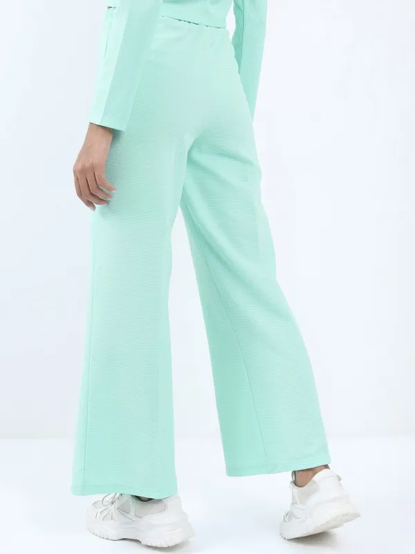  Tokyo Talkies Women Blue Solid Regular Fit Casual Trousers