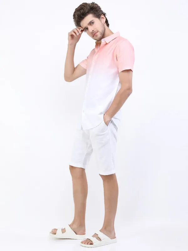  Highlander Men Beige Colourblocked Slim Fit Casual Shirts