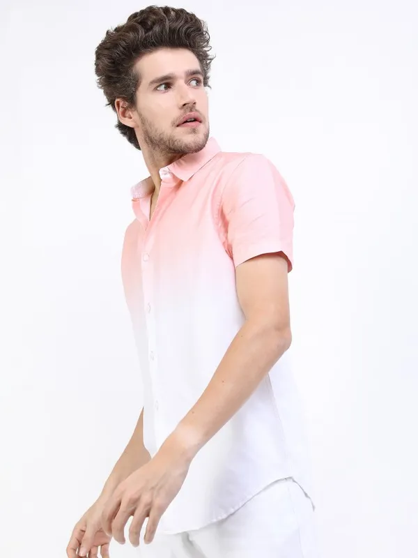  Highlander Men Beige Colourblocked Slim Fit Casual Shirts