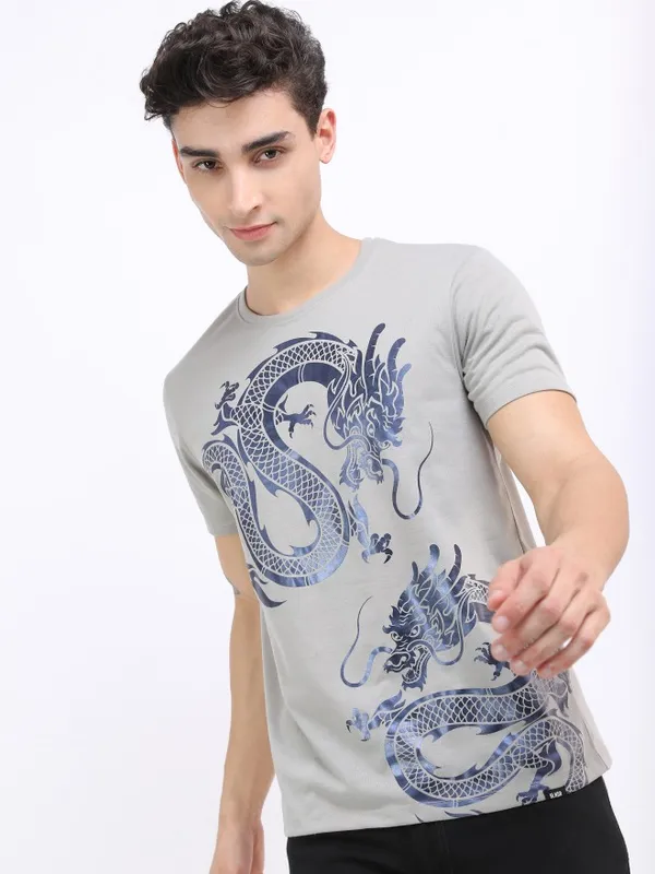 Men Printed Round Neck T-shirt
