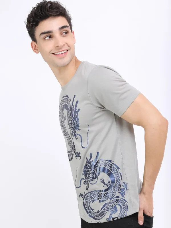 Men Printed Round Neck T-shirt