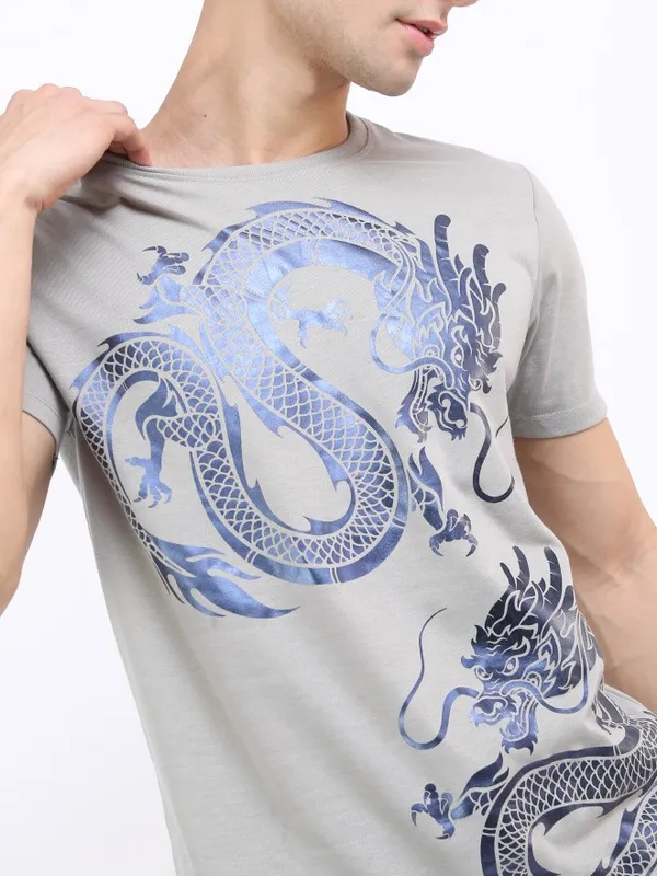 Men Printed Round Neck T-shirt