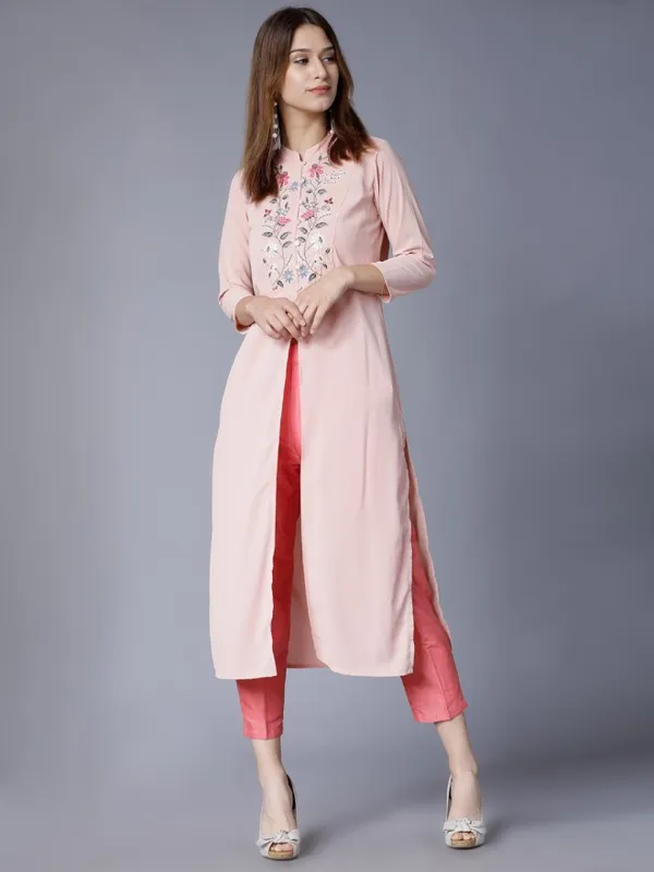  Vishudh Women Beige Embroidered Straight Kurtas