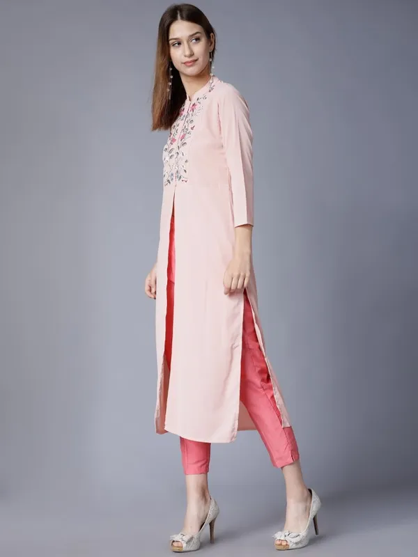  Vishudh Women Beige Embroidered Straight Kurtas