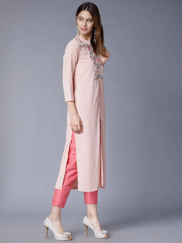 Vishudh Women Beige Embroidered Straight Kurtas