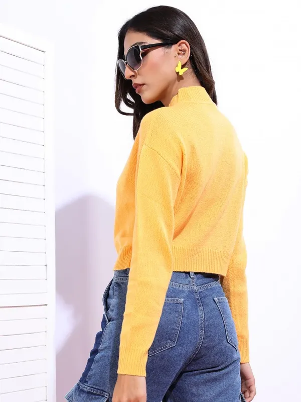  Tokyo Talkies Women Mustard High Neck Sweaters