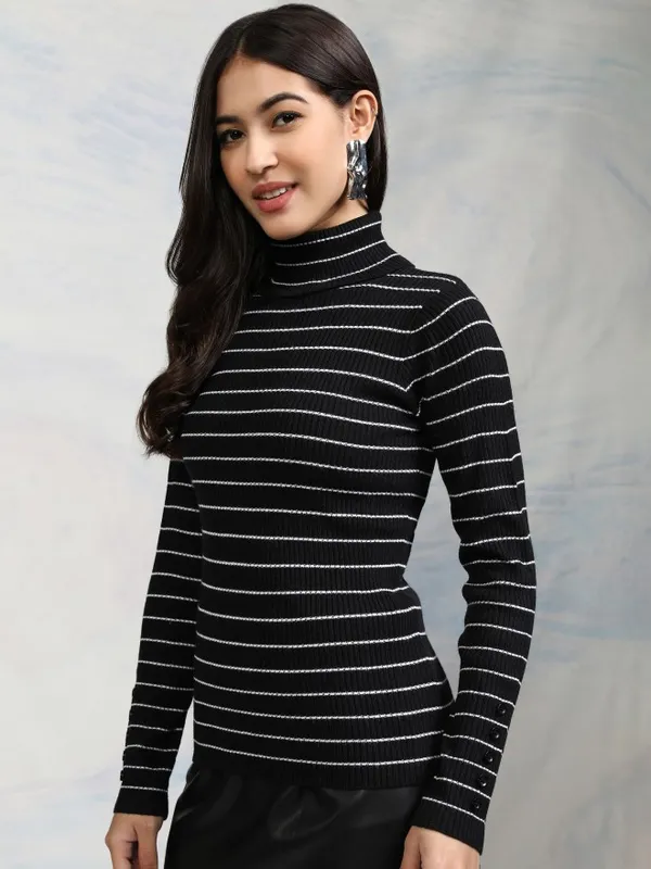  Tokyo Talkies Women Black Turtle Neck Sweaters
