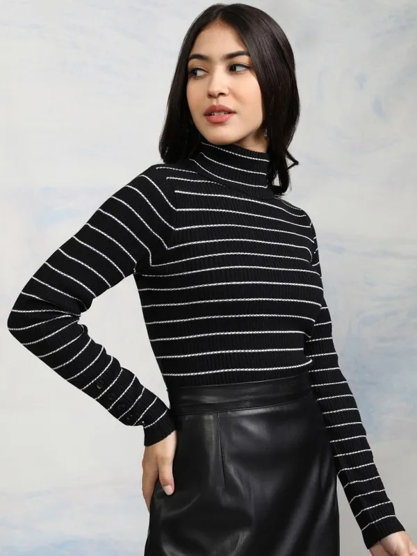  Tokyo Talkies Women Black Turtle Neck Sweaters