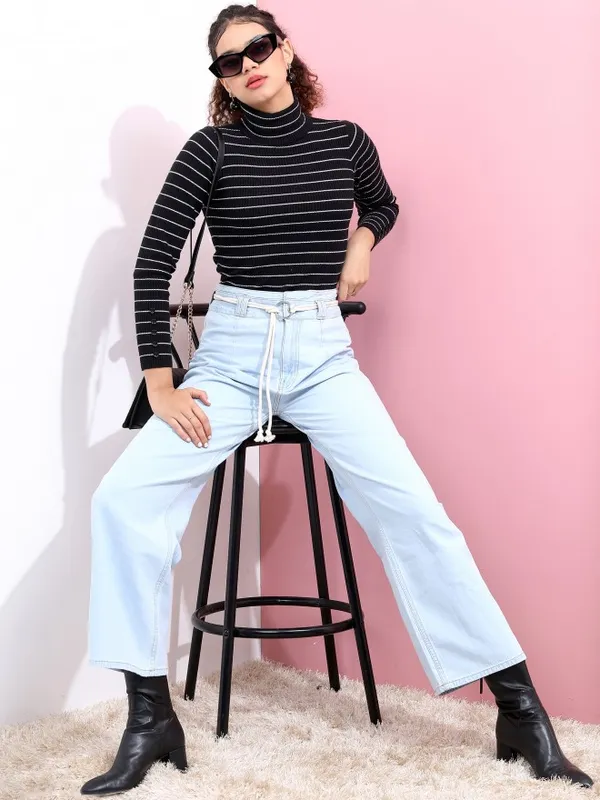  Tokyo Talkies Women Black Turtle Neck Sweaters