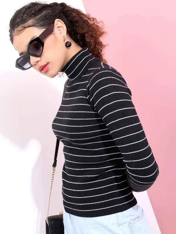  Tokyo Talkies Women Black Turtle Neck Sweaters