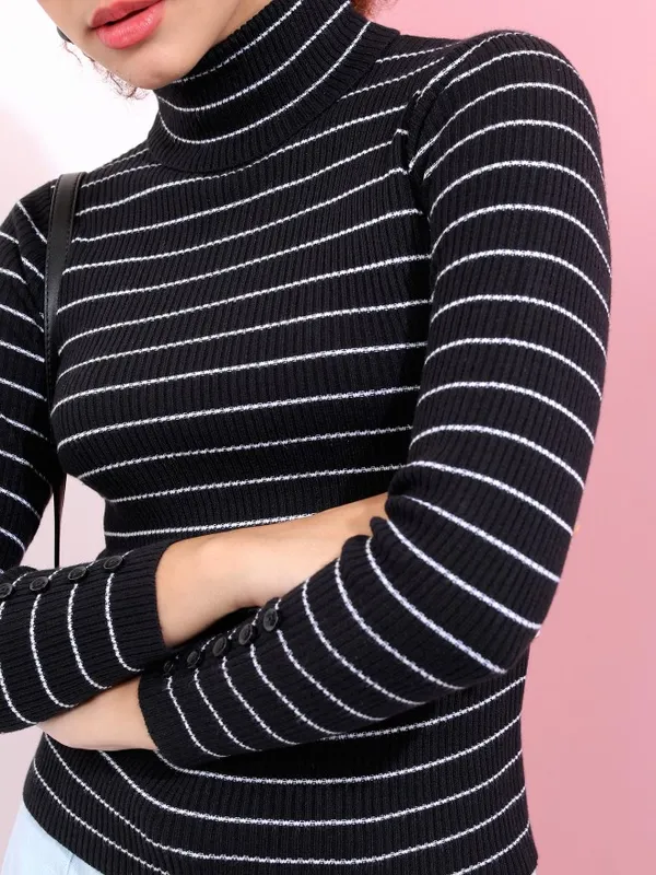  Tokyo Talkies Women Black Turtle Neck Sweaters
